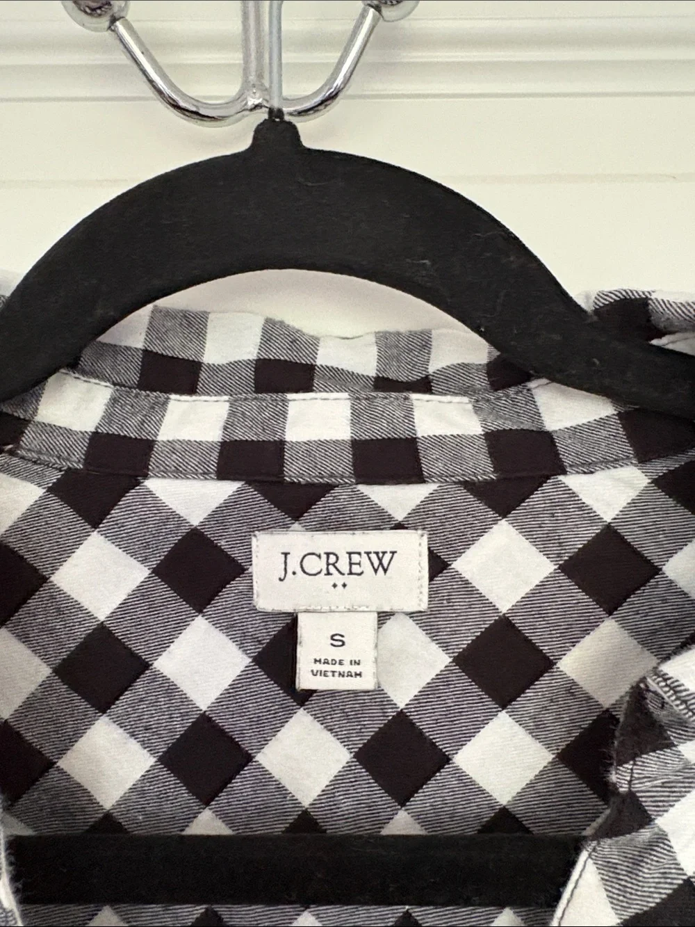 J. Crew Black and White Flannel Check Button-Down Casual Shirt